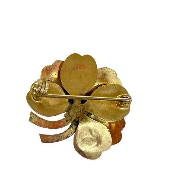 Goldtone and Pearl Brooch Pin 1" Vintage 1960s Dimensional - Picture 2 of 4